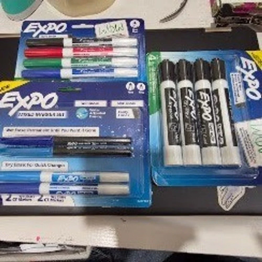Expo Dry Erase Markers Bundle 3 Packs Chisel Fine Tip Wet Erase Mixed Colors NEW